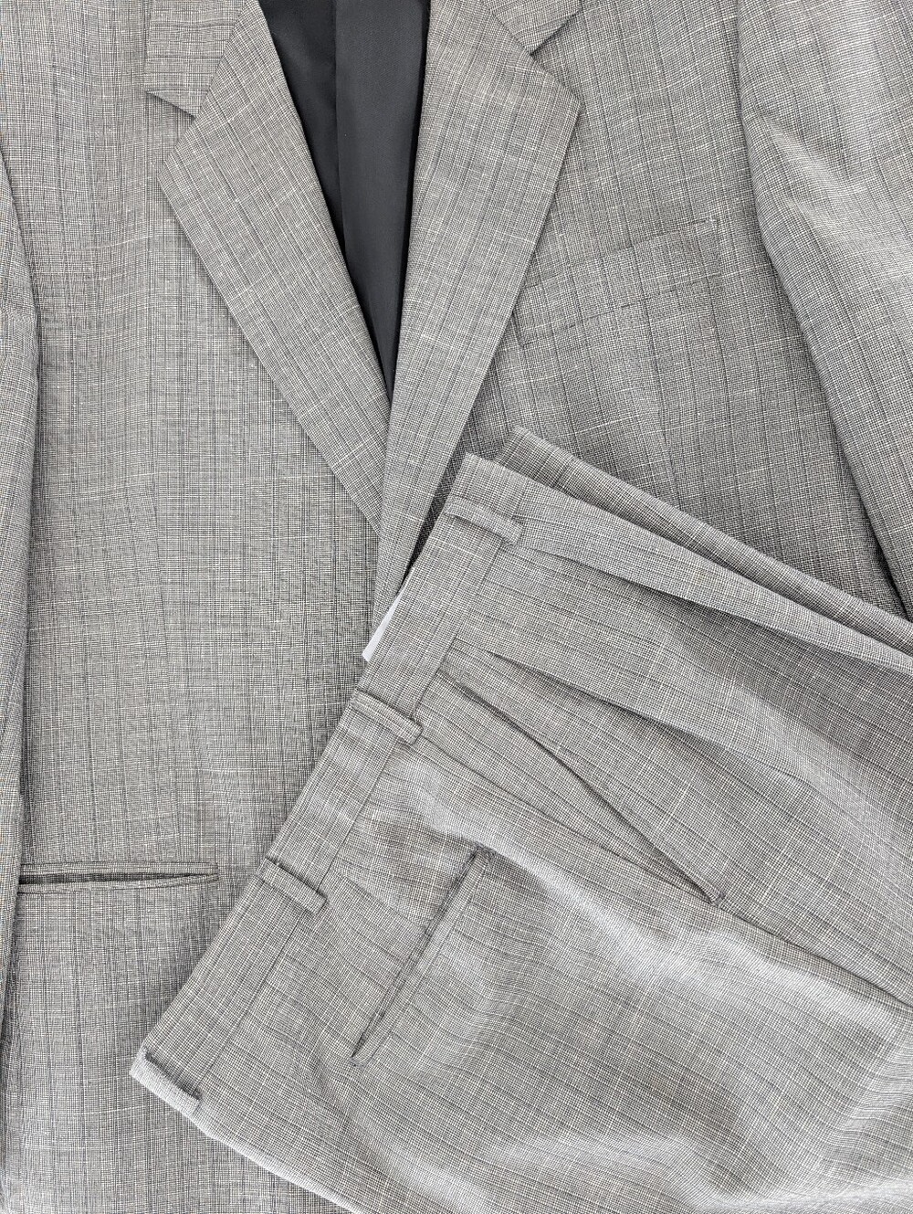 Vintage Yves Saint Laurent Silk Blend Grey Two Button Suit 42R